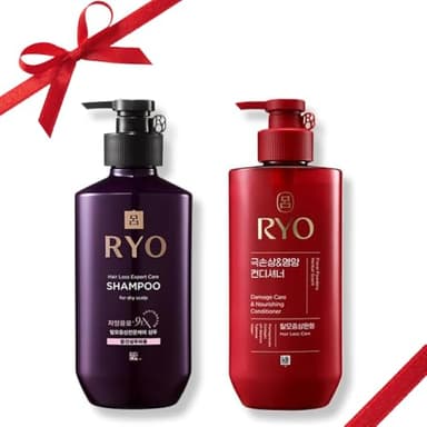 RYO Hair Strength Expert Care Shampoo for Normal & Dry Scalp with Damage Care & Nourishing Conditioner | Korean Ginseng Strengthening Shampoo Set for Weak or Damaged Hair | K-Beauty Moisture Repair