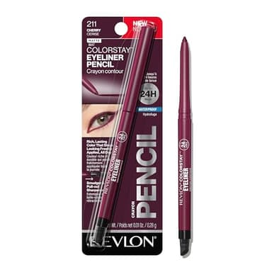 REVLON ColorStay Pencil Waterproof Eyeliner, Smudge-Proof, Eye Makeup with Built-In Sharpener, 211 Cherry, 0.01 oz