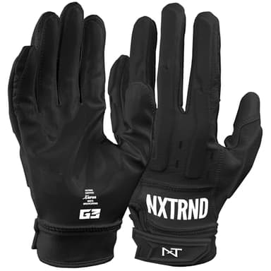 Nxtrnd G3 Pro Padded Football Gloves, Sticky Padded Receiver & Lineman Gloves (Black, Medium)