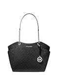Michael Kors Jet Set Travel Large Chain Shoulder Tote (Black/Silver)