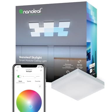 Nanoleaf Smart Ceiling Light, RGBCW LED Ceiling Lights Compatible with Alexa, Flush Mount Light Fixture with 16M+ Colours & Dynamic Scenes, Music Sync, 2700K-6500K Dimmable, Skylight Expansion 1PK