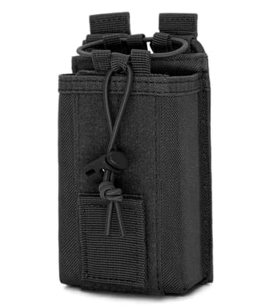 INGIDO Molle Radio Pouch Holster, Adjustable Storage Belt Holder Case Heavy Duty Nylon for Universal Two Ways Walkie Talkie, Black