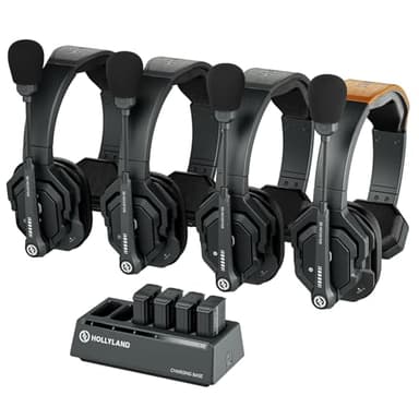 Hollyland Solidcom SE Full Duplex 4-Users ENC Noise Cancellation Wireless Intercom Headset System 1100ft Team Communication with PTT Mute Single Ear Headset for TV Film Production (2.4GHz Version)