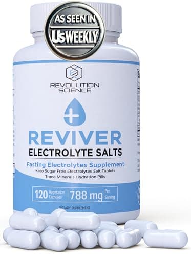 REVIVER Superior Absorption Electrolyte Pills - Salt Tablets for Runners & Fasting Electrolytes Supplement, Sugar-Free Salt Pills for Hydration, Cramp Defense, Keto Support 120, Electrolyte Capsules