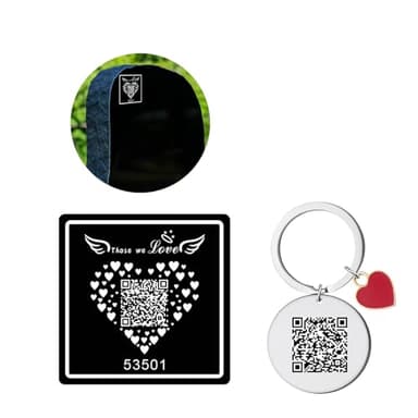 QR Memorial Webpage and QR code Memorial Plaque for Cemetery Headstone Grave Marker, Sympathy Gifts for Loss of Loved One,Collect Memories, Photos, Messages from Family/Friends(Medallion + Keychain)