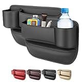 LINPING Car seat gap filler organizer,2024 Universal New Seat Gap Storage Box, Car Leather Cup Holder Gap Bag for Glasses Phones Keys and Cards (black, Driver+Passenger)