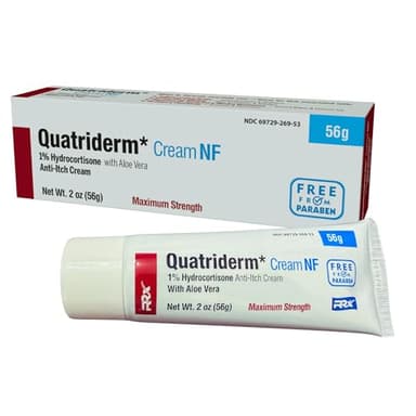 QUATRIDERM NF Extra Strength 1% Hydrocortisone, with Aloe Vera, Paraben-Free, Anti-Itch Cream, Skin Rash, Used for Various Skin Condition - Contains 2 oz Tube