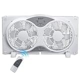 BEYOND BREEZE Window Fan Reversible Airflow, 9" Dual Window Fan with 3-Speed 3 Modes (Cool, Circulate, Exhaust), Remote Control Twin Window Fan 23.5" to 37" Adjustable Width for Bedroom, Kitchen, Home