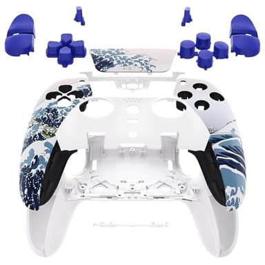 eXtremeRate Full Set Shell with Buttons Touchpad Cover Compatible with ps5 Edge Controller, The Great Wave Replacement Decorative Trim Shell Front Back Plates Compatible with ps5 Edge Controller
