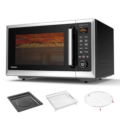 TOSHIBA OptiChef Air Fryer Combo Countertop Microwave Oven with 2.4-Inch Color Screen, Origin Inverter Technology, Smart Sensor, Compatible with Alexa, 1100W, 1.3 Cu.Ft, Silver ML2-STC13SAIT(SS)