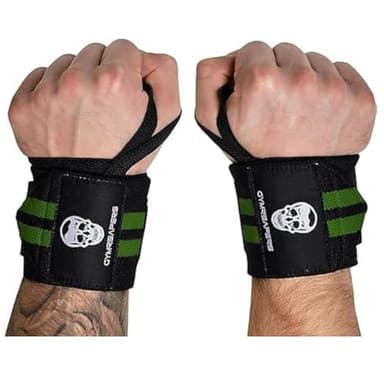 Gymreapers Weightlifting Wrist Wraps (Competition Grade) 18" Professional Quality Wrist Support with Heavy Duty Thumb Loop - Strength Training, Bodybuilding(Military Green,18")