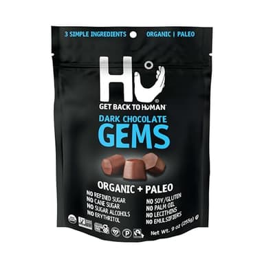 Hu Gems Chocolate Chips Vegan Snacks | 9oz | Organic, Paleo, Dark Chocolate Baking Chips | Great for Baking & Snacking, Non GMO, Kosher Chocolate