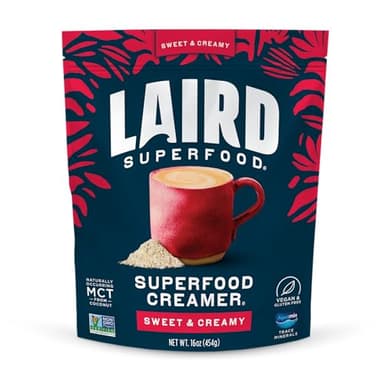 Laird Superfood Non-Dairy Superfood Creamer - Coconut Powder Coffee Creamer - Sweet & Creamy - Gluten Free, Non-GMO, Vegan - 16 oz. Bag, Pack of 1