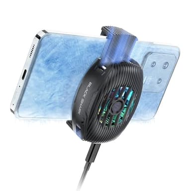 Black Shark Phone Cooler for Gaming FunCooler 5 NEO, Wired Mobile Phone Cooling Fan Lightweight Quiet with RGB Light, Cellphone Radiator for 2.67-3.45 inches iPhone/Android, Retaining Bolt (Black)