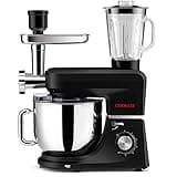 COOKLEE 6-IN-1 Stand Mixer, 8.5 Qt. Multifunctional Electric Kitchen Mixer with 9 Accessories for Most Home Cooks, SM-1507BM (Black)