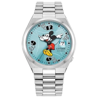 Citizen Unisex Automatic Tsuyosa Mickey Mouse, Sky Blue Sunray Dial, Stainless Steel Case Watch (Model: NJ0156-50L)