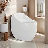 One-piece Bathroom Comfort Height Compact Toilet,1.28 GPF Single Flush Tankless Egg-shaped Built-in Purifying Basin Toilet,Simple Toilets for Bathrooms