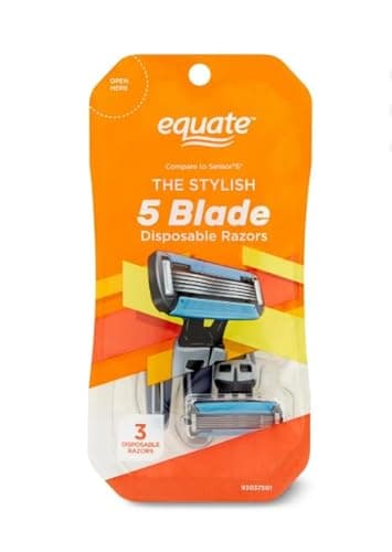 Equate Men's 5 Blade Disposable Razors with Dual Lubrication, 3 Count
