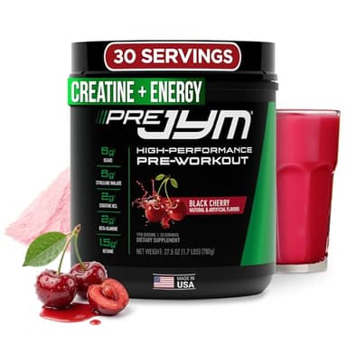 JYM Supplement Science Pre JYM Black Cherry Pre Workout Powder for Men & Women, BCAAs, Nootropics, Creatine HCI, Citrulline, Beta-Alanine, Betaine, Taurine, Huperzine, 30 Servings