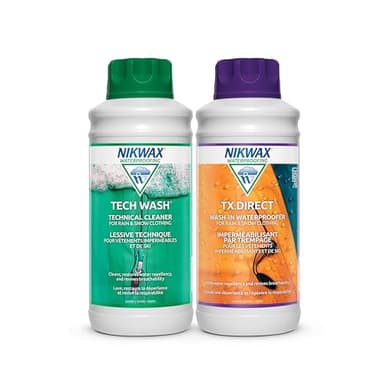 Nikwax Hardshell Cleaning & Waterproofing Duo-Pack, 1000ml, Cleans and Restores Water Repellency on Jackets, Rain, Ski, and Snow Gear, Outerwear, Safe for Gore-Tex and DWR