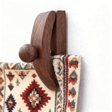OHIYO Solid Walnut Wood Tapestry Wall Hangers 4 Pack Quilt Hangers, Blanket Hanger Clamps for Display, Wooden Wall Clips for Hanging Rug