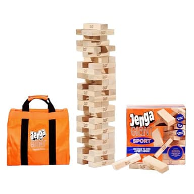 Jenga Giant Sport, Stacking Game with Tournament Chart & Travel Bag, Party Game for Kids & Adults, Stacks to 4 Feet