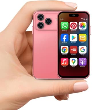 Pdfbenli Mini Phone for Kids, Unlocked Kid Phone, 4.0 inch HD Touch Screen, 3GB+32GB, 4G, Dual SIM, Face ID, Android 10.0, GPS, Kids Smart Phone (Pink)