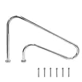 WOPOLTOP Pool Handrail 47x 30"", Stainless Steel Swimming Pool Hand Rail Pool Stair Rail Above Ground with Base Cover Silver Rustproof Swimming Pool Accessories for Indoor/Outdoor Pools, SP-3002