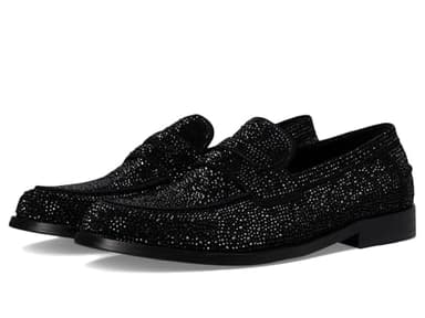 Steve Madden Mens Natan-R Penny Loafer, Black Rhinestone, 13