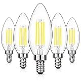 MAXvolador Dimmable E12 Classic Candelabra LED Light Bulbs 60W Equivalent, Daylight White 5000K, 600LM LED Chandelier Bulb, B11 Candle Light Bulbs, Pack of 5