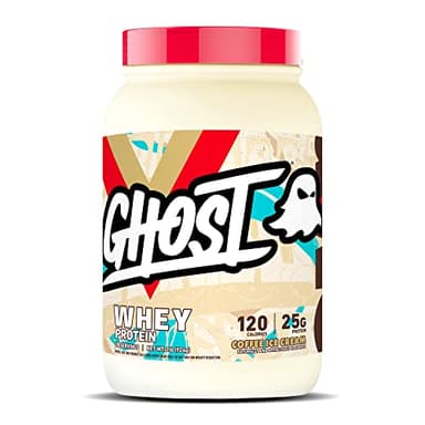 GHOST Whey Protein Powder, Coffee Ice Cream - 2LB, 25G of Protein - Whey Protein Blend - ­Post Workout Fitness & Nutrition Shakes, Smoothies, Baking & Cooking - Soy & Gluten-Free