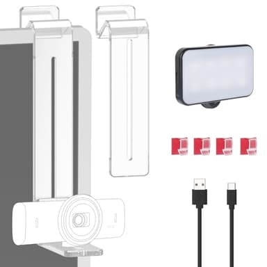 TOCCOOL Center Screen/Middle Screen Webcam Mount with Video Conference Light, Position Webcam Anywhere on Monitor, Laptop Screen, Compatible with Logitech MX Brio, C920x, C922, C930 Webcams