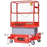 TEXLIFT Semi Automatic Electric Scaffolding Scissor Lift – Hydraulic Mobile Lifter Aerial Work Platform Height 15 Feet Overall Height 22 Feet – Portable Man Lift Table for Home and Commercial Use
