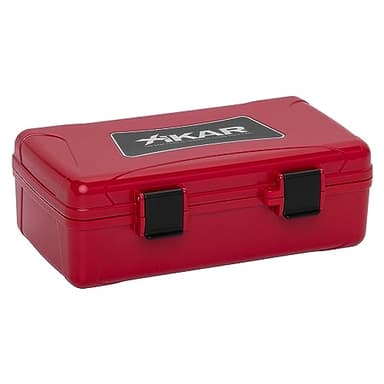 Xikar 10 Cigar Travel Humidor Case, Rugged, Airtight, Watertight, Stainless Steel Hinges, Red
