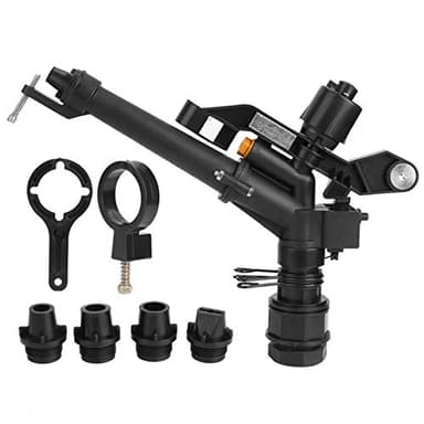 EVTSCAN 1.5in DN40 High Pressure Impact Rain Gun Sprinkler, with 1 in DN25 Adapter, 4 Pcs Extra Nozzles, Adjustable 360 Degree Automatic Rotating, for Covering Large Areas