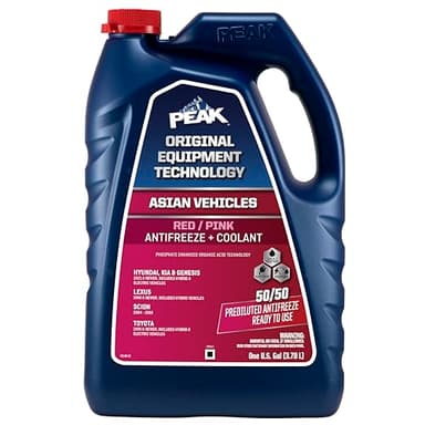 PEAK OET Extended Life Red/Pink 50/50 Prediluted Antifreeze/Coolant for Asian Vehicles, 1 Gal.