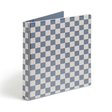 U Brands Checkered Preppy Blue 3 Ring Binder, 1-Inch, Holds 225 Sheets, Durable Round Rings, Clear View, Letter Size, 1 Pack