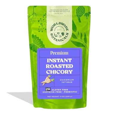 Worldwide Botanicals Instant Chicory Root, 114 servings – Caffeine-free Coffee Alternative - Blend Instant Chicory with Coffee, Prebiotic, Acid-Free, Kosher, Gluten-Free – 8 ounces