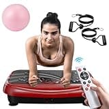 UCIN Vibration Plate Exercise Machine, Vibration Plate for Lymphatic Drainage, 330 Lbs Capacity Whole Body Workout Vibration Platform for Home & Office with Resistance Bands/Pilates Ball (Red)