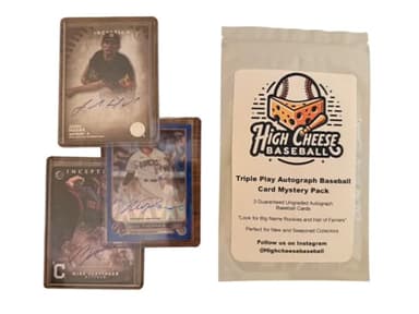 High Cheese Baseball Triple Play Autograph Card Mystery Pack: 3 Signed Baseball Cards