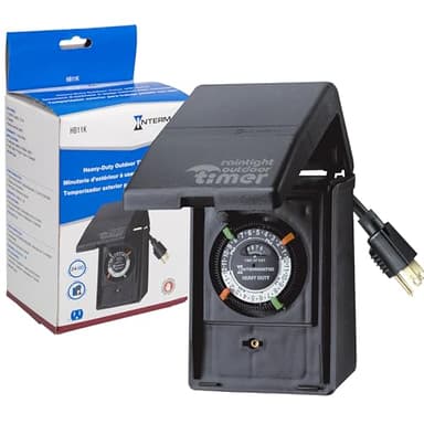 Intermatic HB11K Heavy-Duty Outdoor Plug-in Timer – 2 ON/2 Off Settings, 30-Min Minimum Intervals, Weatherproof Flip Cover, 15A/1800W, 1 HP Rated, 13" Cord – Ideal for Pool Pumps, Lights, Decorations