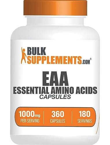 BulkSupplements.com Essential Amino Acids Capsules - EAA Capsules, Essential Amino Acids Supplement, EAAs Amino Acids - EAA Supplements, 2 Capsules per Serving, 180-Day Supply, 360 Capsules