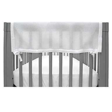 BreathableBaby Breathable Mesh Crib RailGuard Teething Cover, White, 27” Short Panel (2-Pack)