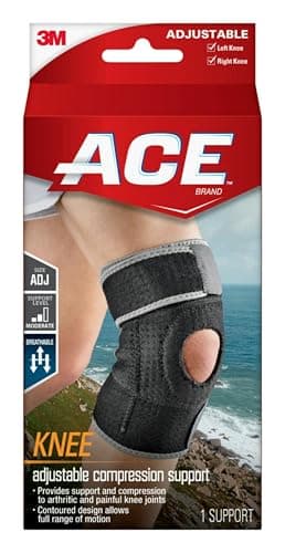 ACE Brand Adjustable Compression Knee Support, Moderate Support for Weak, Sore or Injured Joints, One Size Fits Most