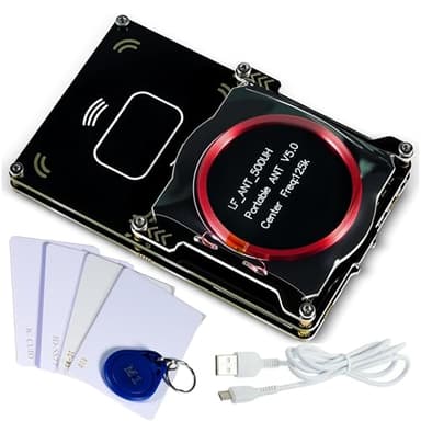Proxmark3 Easy V5.0 RFID Card Reader Writer, Proxmark3 512K RFID Cloner Memory IC ID Card Copier with Integrated Antenna Decryptor, LF HF Frequency 125Khz 13.56Mhz