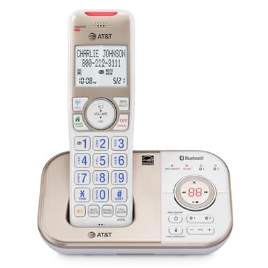 AT&T BL3112 Cordless Home Phone – 1 Handset, Bluetooth to Cell, Smart Robocall Blocker (1,000), Digital Answering, Expandable