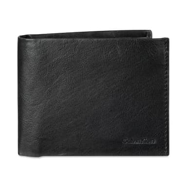 Calvin Klein mens RFID Leather Minimalist Bifold Wallet With ID Window Black Passcase