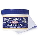 Wright's by Weiman Silver Cleaner and Polish Cream with Polishing Cloth, Ammonia-Free, Gently Clean & Remove Tarnish without Scratching