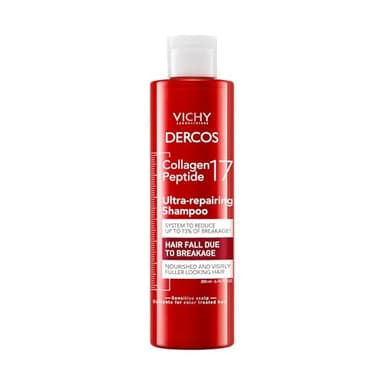 VICHY Dercos Collagen Peptide 17 Ultra-Repairing Shampoo, 200ml, Anti Hair Fall & Bond Repair for Damaged Weak Hair, Strengthens, Reduces Breakage, Boosts Volume