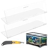 Sieral Aquarium Lids Polycarbonate Canopy 2 Pieces Set 22.95 x 16.61 x 0.12 inch for 75/90/110 Gallon with Center Brace Aquariums Cover Fish Tank Lid with a Hook Knife, Clear